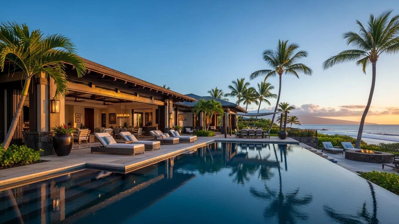 Luxurious villa in Kona, Hawaii, with private pool and ocean views, representing high-end real estate